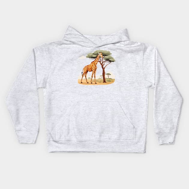 Watercolor Giraffe Kids Hoodie by zooleisurelife